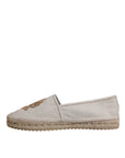 Dolce & Gabbana Beige Canvas Embroidered Slip On Espadrilles Shoes