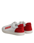 Dolce & Gabbana White Suede Leather Low Top Sneakers Shoes