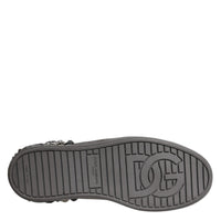 Dolce & Gabbana White Silver Crystal Logo Portofino Sneakers Shoes
