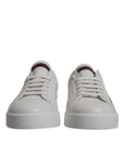 Dolce & Gabbana White Red Leather Logo Low Top Sneakers Shoes