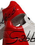Dolce & Gabbana White Red Leather Logo Low Top Sneakers Shoes