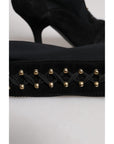 Dolce & Gabbana Black Lace Up Heels High Boots Shoes