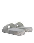 Dolce & Gabbana White Rubber Slides Sandals Beachwear Shoes