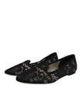 Dolce & Gabbana Black Taormina Lace Slip On Flats Shoes