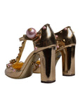 Dolce & Gabbana Gold Embellished Vally Heels Sandals Shoes