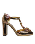 Dolce & Gabbana Gold Embellished Vally Heels Sandals Shoes
