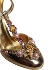 Dolce & Gabbana Gold Embellished Vally Heels Sandals Shoes