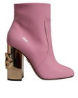 Dolce & Gabbana Pink Patent Leather Heel Mid Calf Boots Shoes