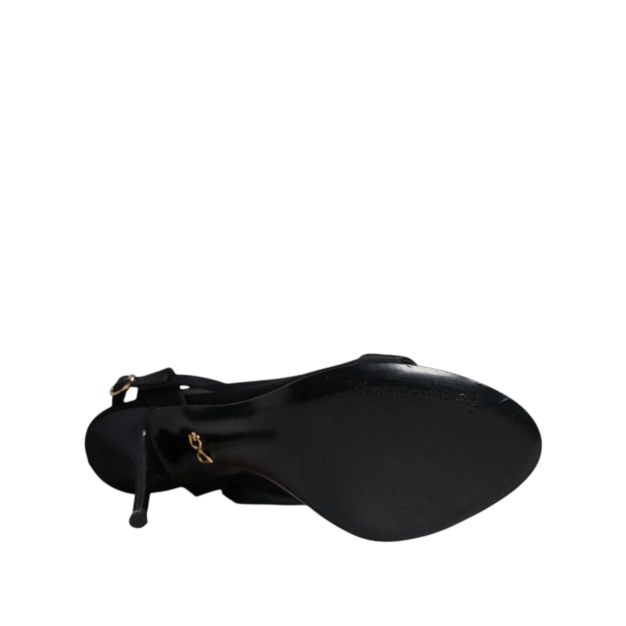 Dolce & Gabbana Black Tulle Stretch Heels Sandals Shoes
