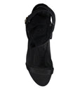 Dolce & Gabbana Black Tulle Stretch Heels Sandals Shoes