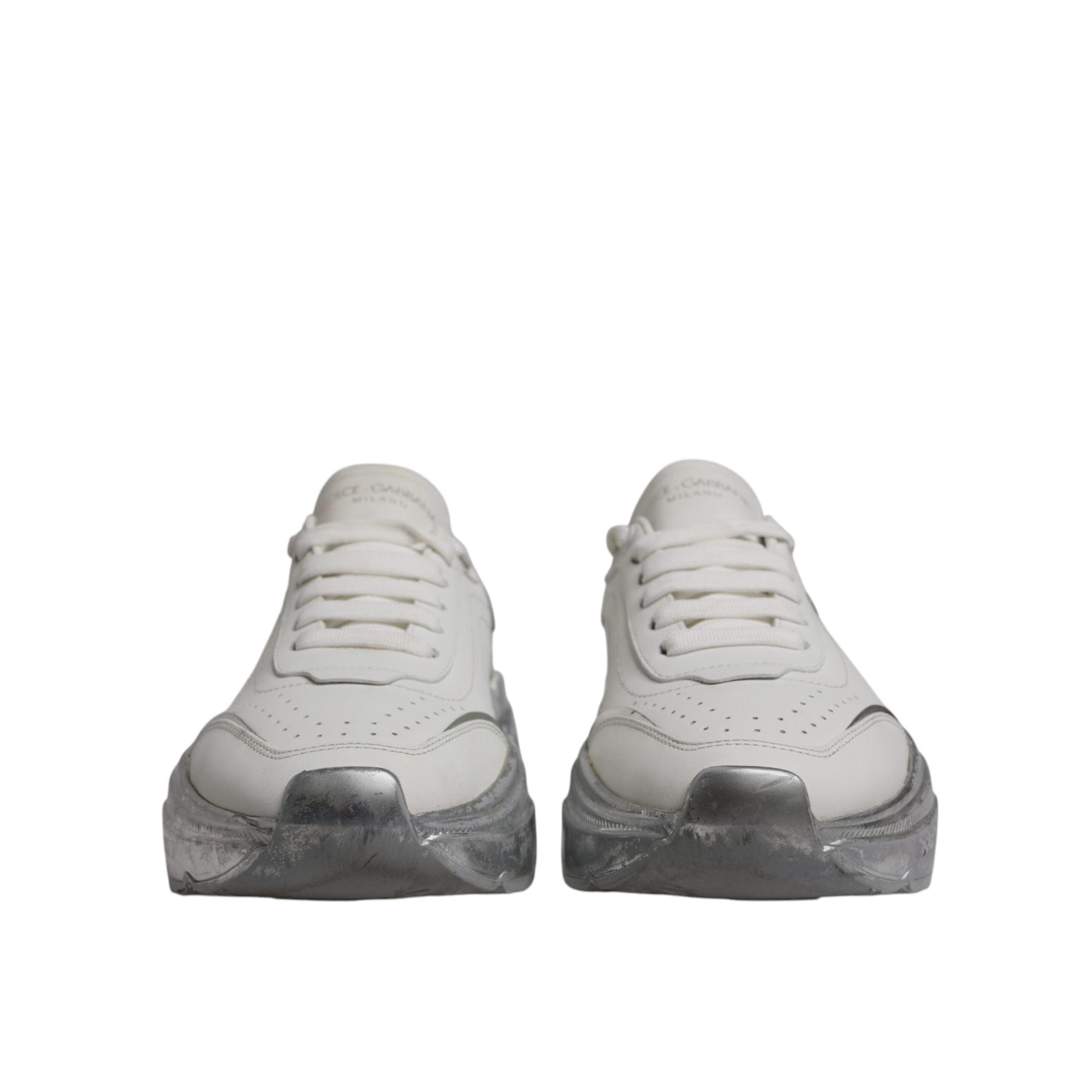 Dolce & Gabbana White Silver Daymaster Low Top Sneaker Shoes