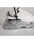 Dolce & Gabbana White Silver Daymaster Low Top Sneaker Shoes