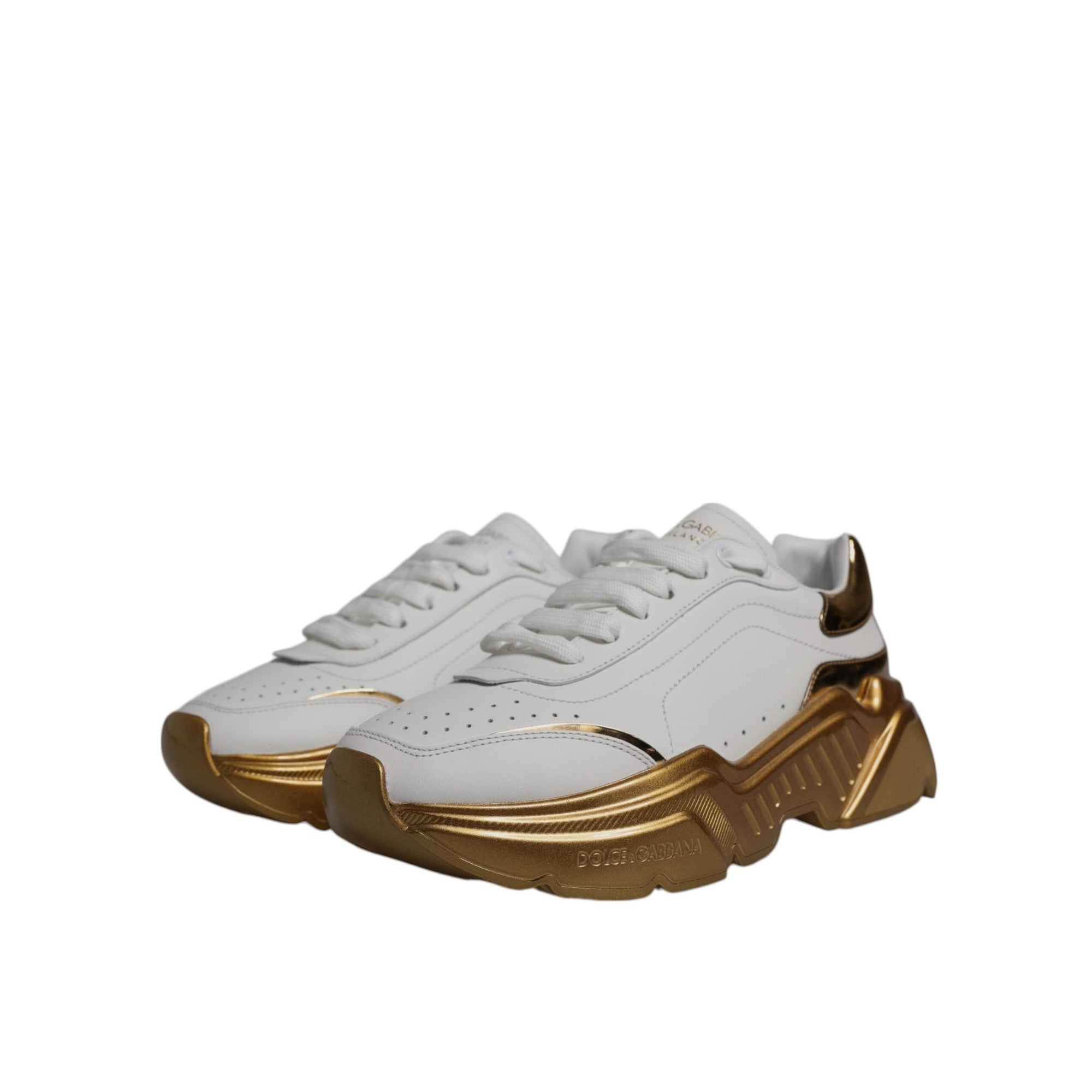 Dolce & Gabbana White Gold Daymaster Low Top Sneaker Shoes