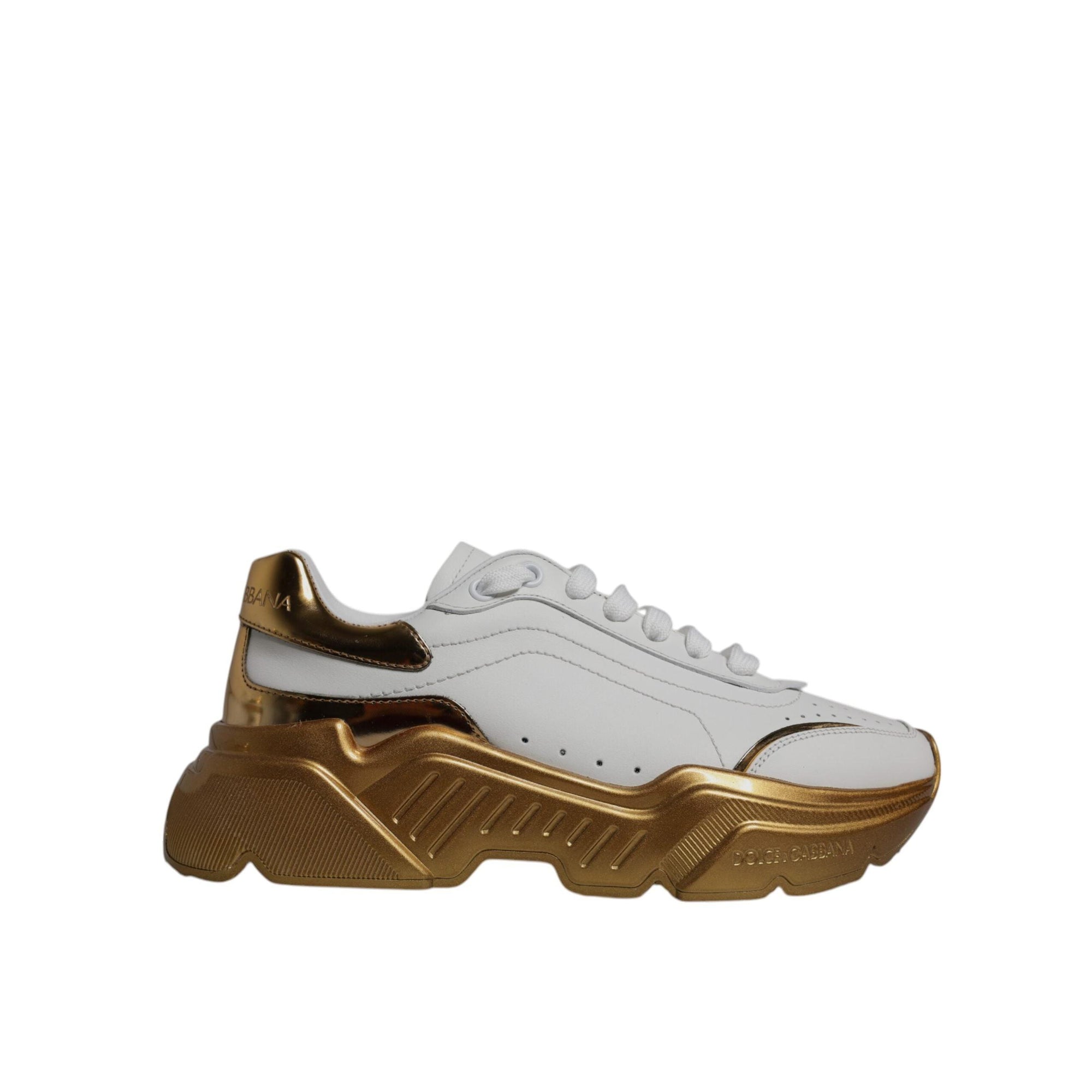 Dolce & Gabbana White Gold Daymaster Low Top Sneaker Shoes