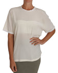 Dolce & Gabbana Cream Silk Lace-Detailed Blouse Top
