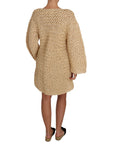 Dolce & Gabbana Chic Beige Crochet Knitted Raffia Cardigan
