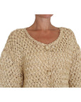 Dolce & Gabbana Chic Beige Crochet Knitted Raffia Cardigan