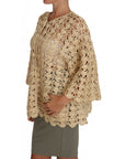 Dolce & Gabbana Chic Beige Crochet Raffia Cardigan