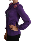 Dolce & Gabbana Enchanted Purple Silk Crystal Blouse