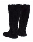 Dolce & Gabbana Black Xiangao Lamb Fur Leather Boots Shoes