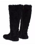 Dolce & Gabbana Black Xiangao Lamb Fur Leather Boots Shoes