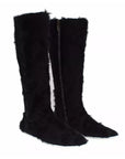 Dolce & Gabbana Black Xiangao Lamb Fur Leather Boots Shoes