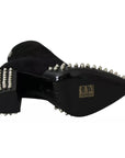 Philipp Plein Black Suede Studded Heels Ankle Boots Shoes