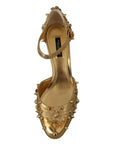 Dolce & Gabbana Gold Studs Vally Slingback Sandals Shoes