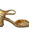 Dolce & Gabbana Gold Studs Vally Slingback Sandals Shoes