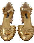Dolce & Gabbana Gold Studs Vally Slingback Sandals Shoes