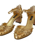 Dolce & Gabbana Gold Studs Vally Slingback Sandals Shoes