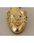 Dolce & Gabbana Gold Studs Vally Slingback Sandals Shoes