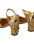 Dolce & Gabbana Gold Studs Vally Slingback Sandals Shoes