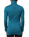 Dolce & Gabbana Blue Cotton Turtleneck Long Sleeves Sweater