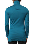 Dolce & Gabbana Blue Cotton Turtleneck Long Sleeves Sweater