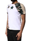 Dolce & Gabbana White Camouflage Stars Crew Neck T-shirt