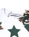 Dolce & Gabbana White Camouflage Stars Crew Neck T-shirt