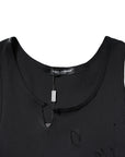 Dolce & Gabbana Black Cotton Rip Style Sleeveless Men Tank T-shirt