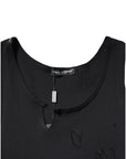 Dolce & Gabbana Black Cotton Rip Style Sleeveless Men Tank T-shirt