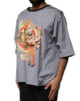 Dolce & Gabbana Gray Polka Dot Pin-Up Print Crew Neck T-shirt