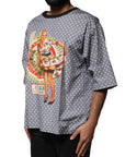 Dolce & Gabbana Gray Polka Dot Pin-Up Print Crew Neck T-shirt