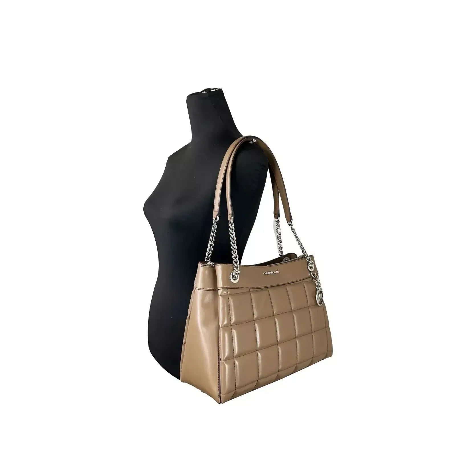 Michael Kors Susan Medium Chain Shoulder Tote Bag Driftwood