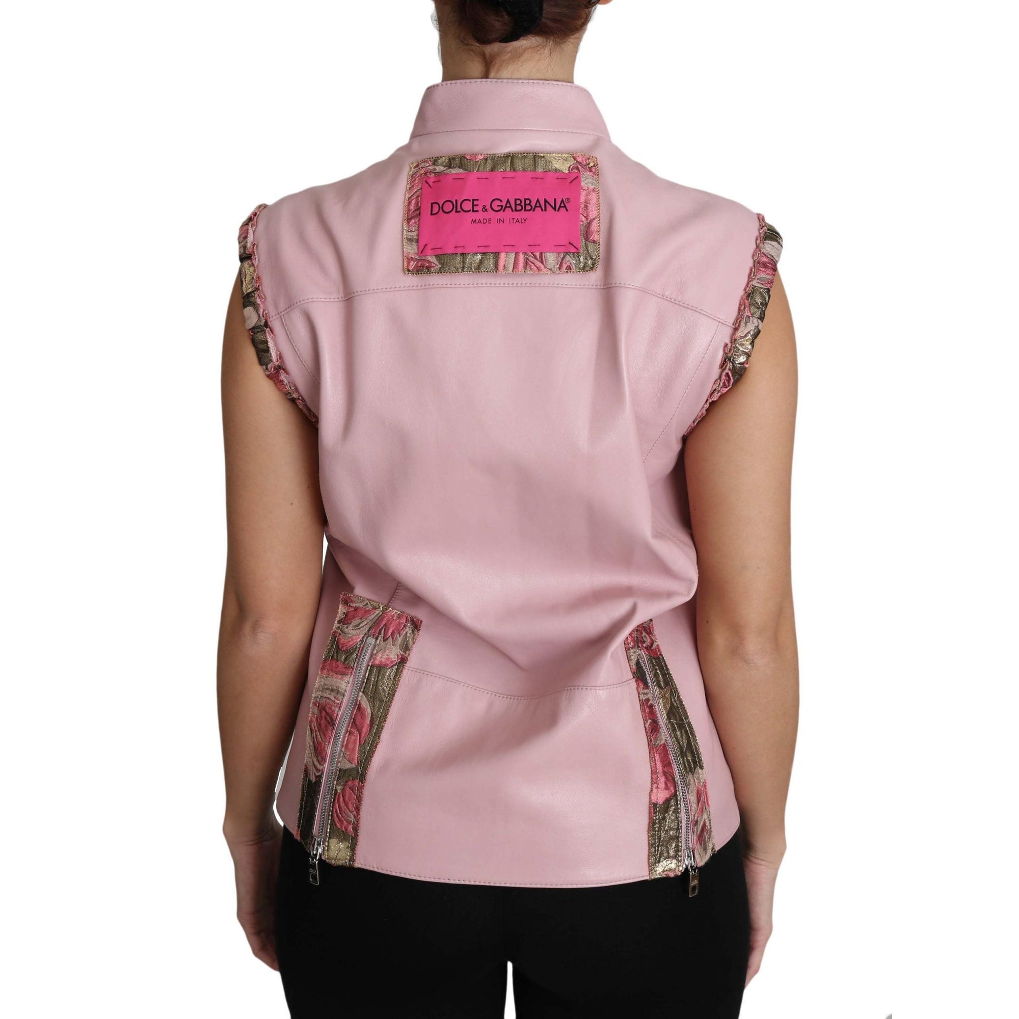 Dolce & Gabbana Stunning Pink Sleeveless Leather Vest