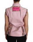 Dolce & Gabbana Stunning Pink Sleeveless Leather Vest