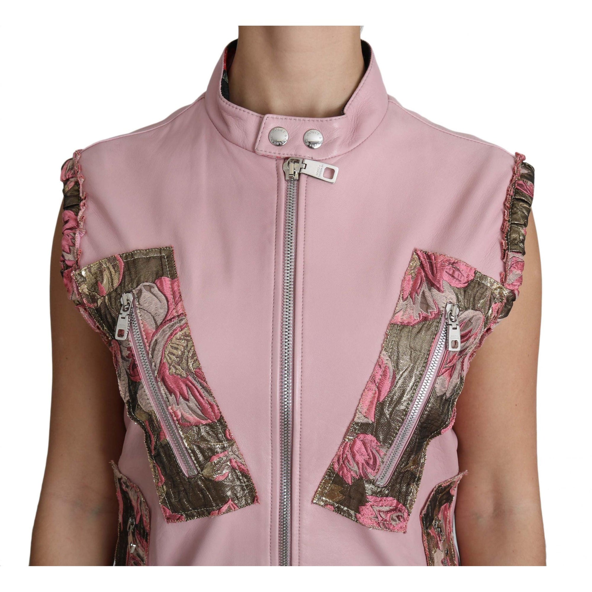 Dolce & Gabbana Stunning Pink Sleeveless Leather Vest