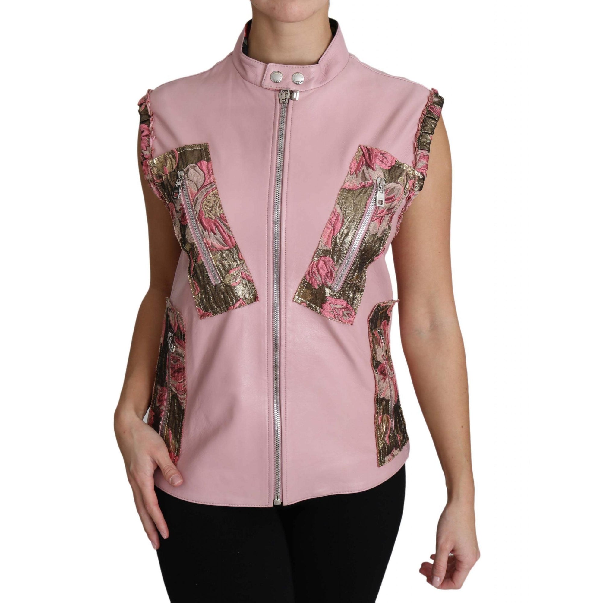 Dolce & Gabbana Stunning Pink Sleeveless Leather Vest