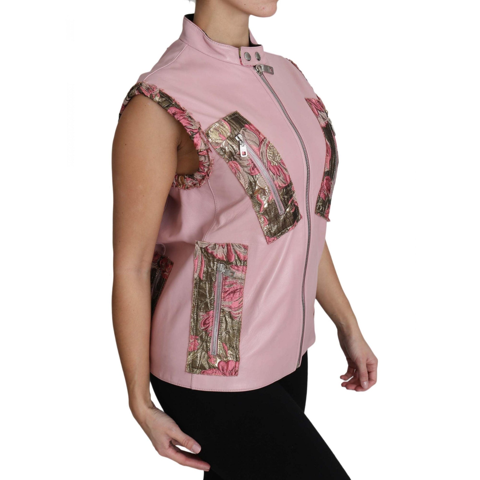 Dolce & Gabbana Stunning Pink Sleeveless Leather Vest
