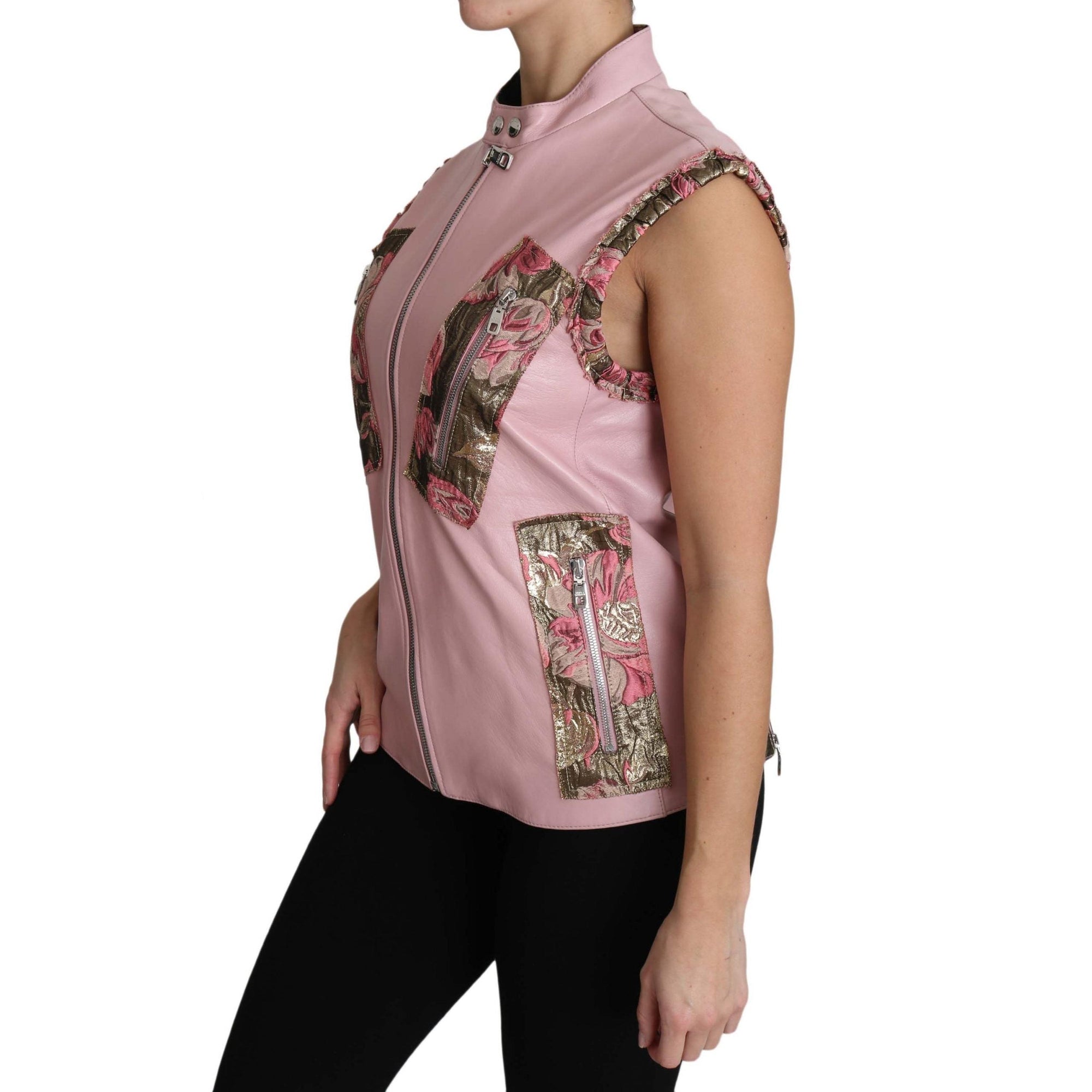 Dolce & Gabbana Stunning Pink Sleeveless Leather Vest