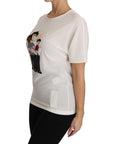 Dolce & Gabbana Elegant Silk Crewneck Blouse with Applique