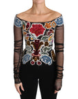 Dolce & Gabbana Elegant Floral Applique Long Sleeve Top
